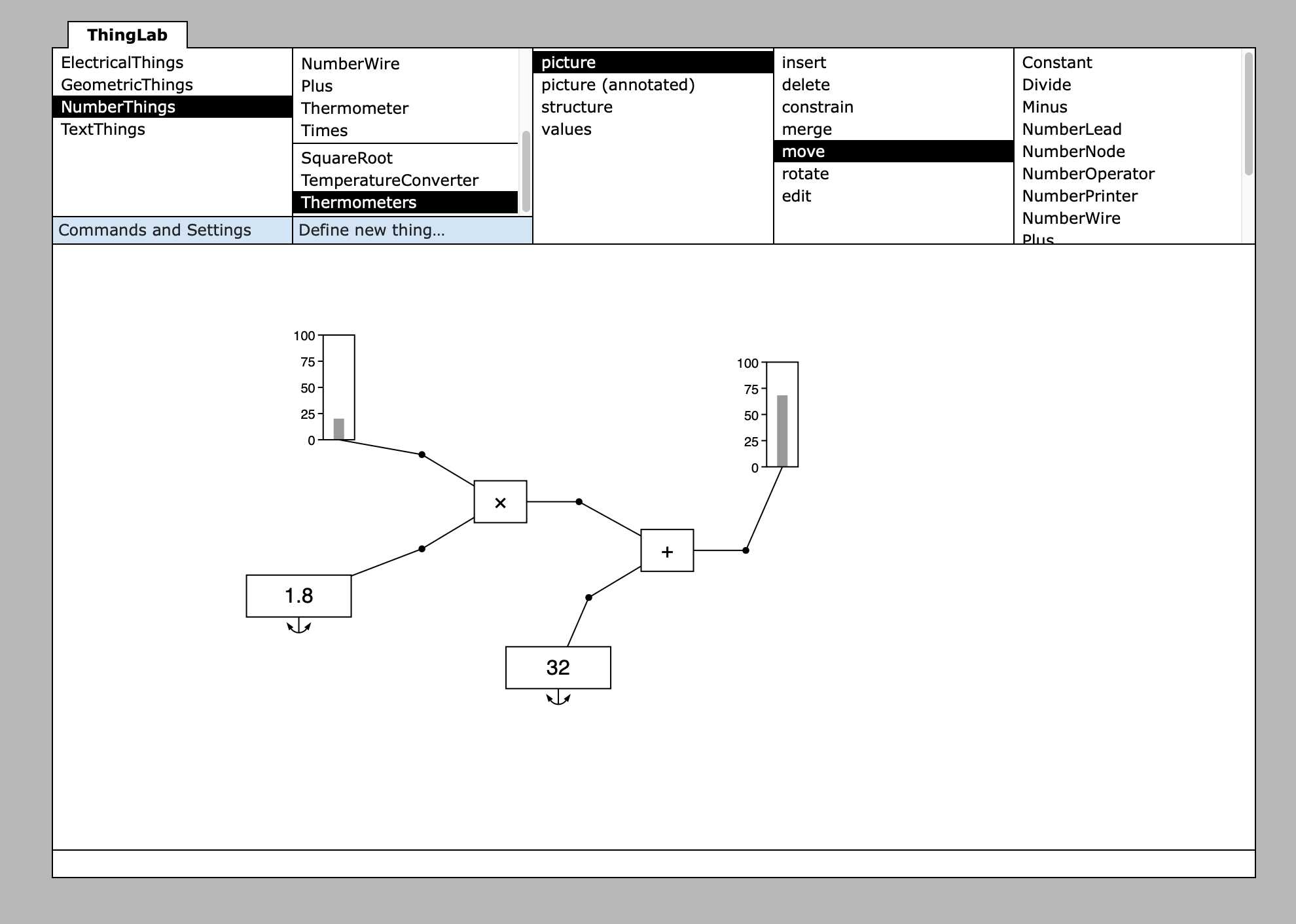 [image of a temperature converter built using ThingLab]