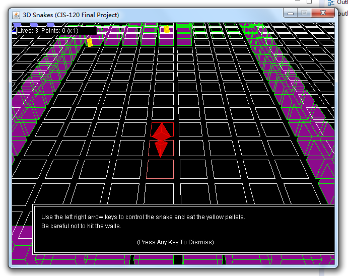 Screenshot of the 3D Snakes game tutorial screen.