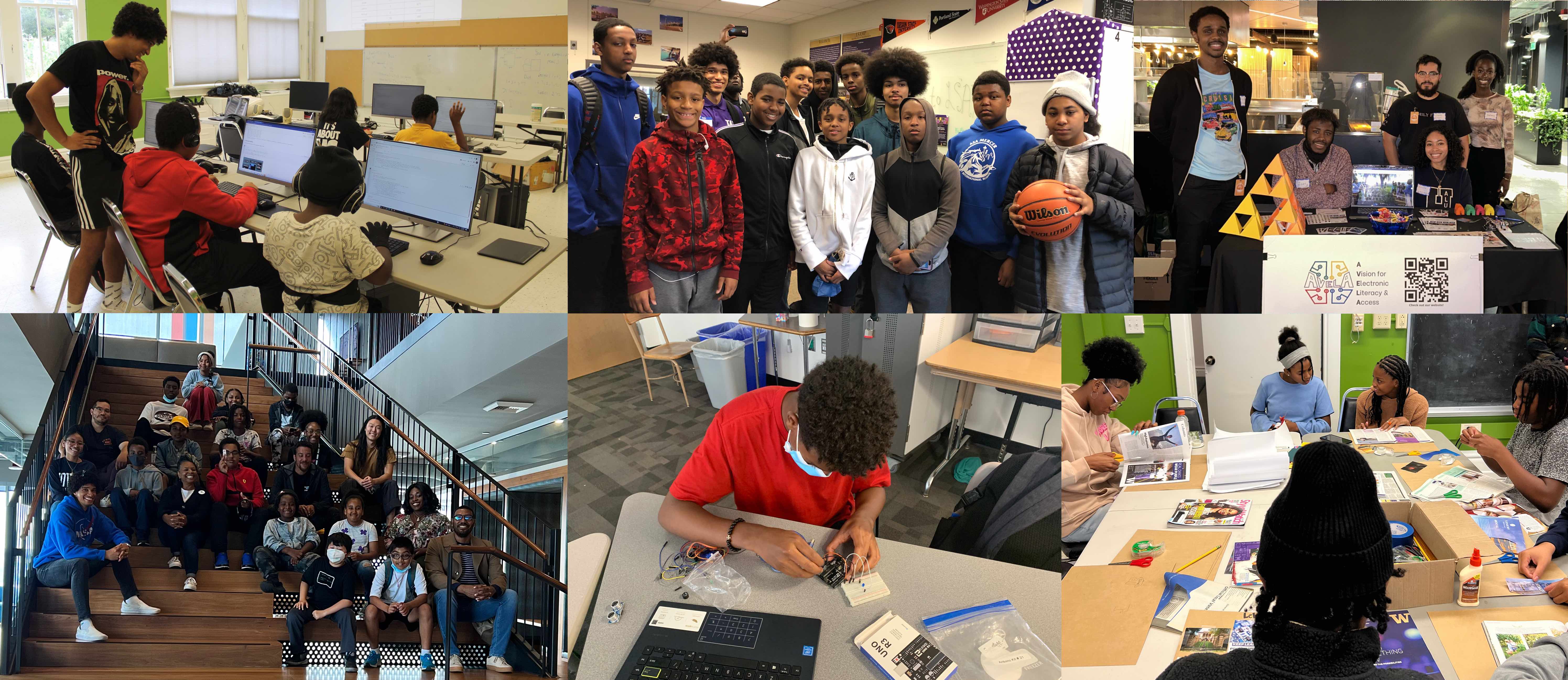 Student showcases and classroom scenes