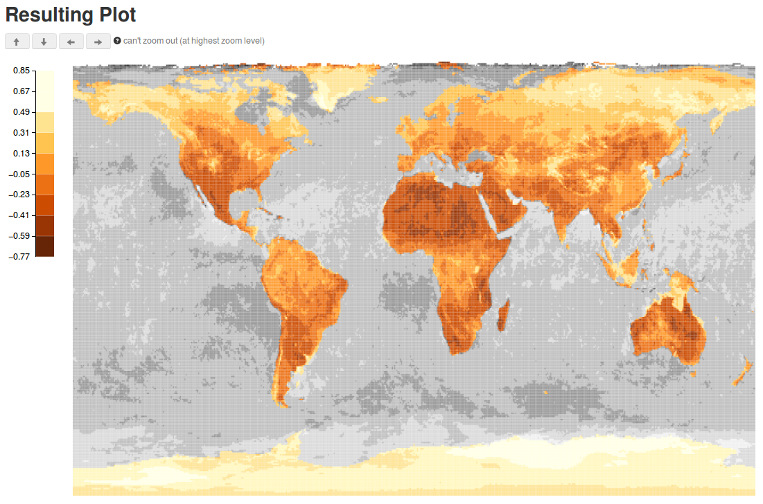 heatmap of NDSI calculations across the world.